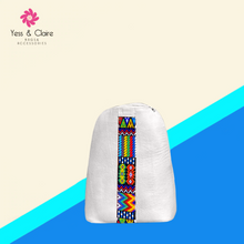 Load image into Gallery viewer, Tennis White Leather Backpack with Art Huichol