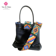 Load image into Gallery viewer, Leather Tote Bag with Art Huichol